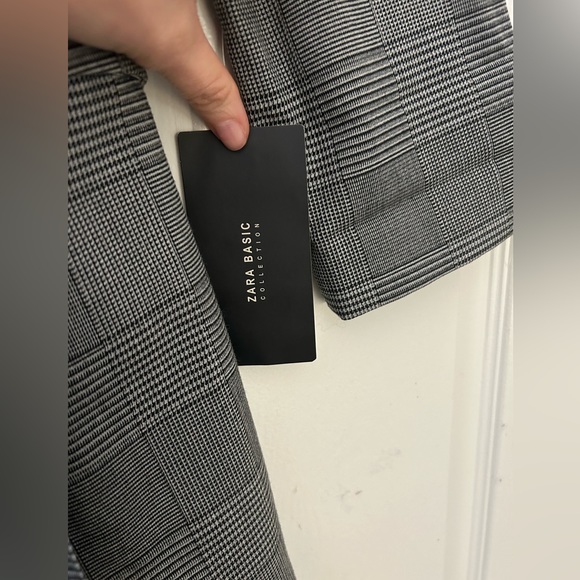NWT Zara Grey Checked Blazer Style Jumpsuit with Belt Size Small - Picture 7 of 8